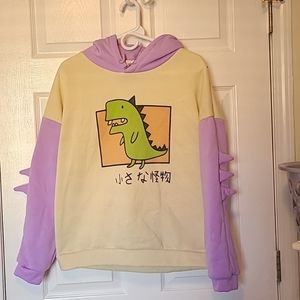 Womens Dinosaur Hoodie Sweatshirt Long Sleeve Cartoon Hoodie